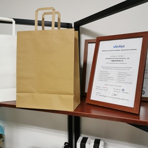 <span class=keywords><strong>Sac</strong></span> en <span class=keywords><strong>papier</strong></span> Kraft blanc avec Logo personnalisé, 50 unités, Shopping artisanal bon marché - Product Image 6