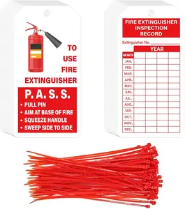 Label pemadam api merah dan putih dalam ruangan, dengan tali kawat yang dapat diatur, catatan inspeksi