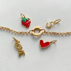 EManco Collana con Ciondolo a Forma di Cuore e Fragola, in Acciaio Inossidabile Dorato, Regalo per Feste e Appuntamenti - Product Image 6