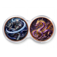 1 ons 999 Koin Tembaga Murni 2-pak Kapsul Infinity Warna-warni Kartun Relief Tinggi 3D Armor Battle Dragon Combo Edisi Kolektor