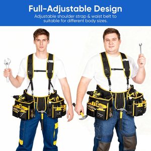 Cintura Porta Attrezzi Magnetica Resistente da Uomo con 28 Tasche, Regolabile 81-168 cm per Carpentieri, Elettricisti e Falegnami - Product Image 2