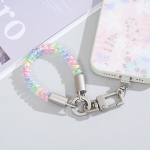 Cordon de téléphone portable en TPU, bracelet multicolore à perles de cristal, boucle en métal, support de téléphone pour poignet - Product Image 1