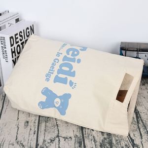 Sacs fourre-tout décontractés en toile de coton bleu calico à deux poignées, les plus vendus, écologiques, durables et élégants pour femmes - Product Image 5