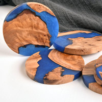 Nouveauté YINHAO : Sous-verres faits main en résine époxy, sous-verres en résine bleue, sous-verres en résine et bois