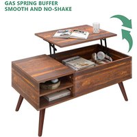 Meuble de salon multifonctionnel, Table basse moderne nordique en bois avec compartiment caché, étagère réglable