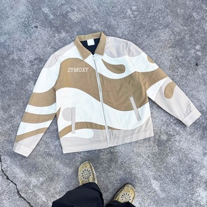 Custom High Quality Streetwear Work <b>Zip</b> <b>up</b> Jackets Cut and Sew Cotton Work Jackets Men - Product Image 1