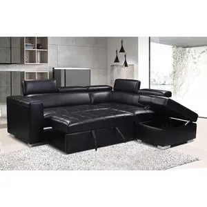 Kunden spezifisches Luft leder schwarzes Tuch weiß plattierte Sofa beine Wohnzimmer Sofa multifunktion ales Schlafs ofa mit USB-Buchse