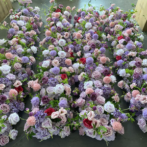 M-FR139 Nuevos diseños de camino de mesa para bodas con flores, camino de mesa con flores blancas, camino de mesa con rosas de seda para decoración de bodas - Product Image 6