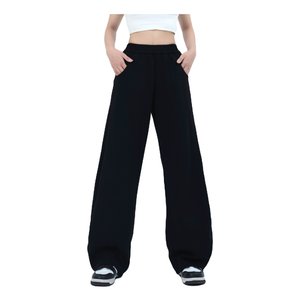 <span class=keywords><strong>Pantaloni</strong></span> Palazzo in misto cotone traspirante a vita alta da donna 400G <span class=keywords><strong>pantaloni</strong></span> larghi da ufficio <span class=keywords><strong>con</strong></span> fessure <span class=keywords><strong>laterali</strong></span> in poliestere - Product Image 2