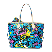 Sac fourre-tout imprimé graffiti monstre coloré et vibrant, sac à main pour femme avec mini pochette, grande capacité, vente en gros d'usine, personnalisable