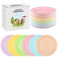 Assiettes jetables en vrac de 7 pouces, dégradé vert, assiettes rondes résistantes, fournitures pour desserts, fournitures pour fêtes d'anniversaire, mariages