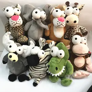 Set di animali da Zoo imbottiti da 8 pollici giocattolo occhi grandi coccodrillo Zebra leone re peluche giocattoli per artigli macchina per bambini accompagnano giocattoli di peluche