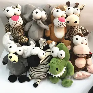 Jogo de animais de pelúcia para crianças, brinquedo de pelúcia com olhos grandes, crocodilo, zebra, rei leão, máquina de garra, 8 tamanhos, ideal para acompanhar crianças