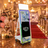 Photomaton à impression instantanée avec logiciel gratuit, lumière RGB, portable, miroir magique 32 pouces, disponible en entrepôts d'outre-mer CA/US/UK/EU