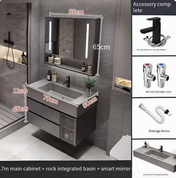 70cm/ Semi-meuble intelligent avec vasque intégrée