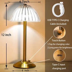 Lampe de bureau sans fil <span class=keywords><strong>Rechargeable</strong></span> en cristal, DROPSHIPPING, capteur tactile, Portable, batterie, veilleuse - Product Image 6