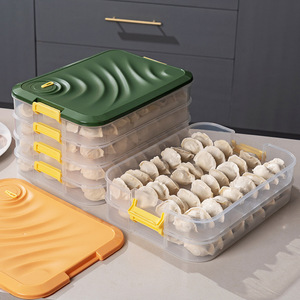 Dumpling Box Food Grade Airtight Freezer Safe Stackable Kitchen Storage Container Rectangle Green Orange Lid Clip On - Product Image 2