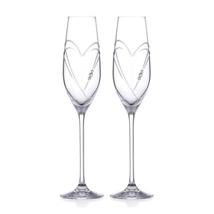 Ensemble de 2 verres à prosecco personnalisés fabriqués à la machine, design 'cœurs' avec cristaux <span class=keywords><strong>Swarovski</strong></span>, flûtes à champagne à long pied - Product Image 6
