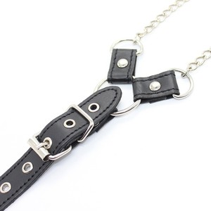 Leather Body Chain With Nipple <b>Clamps</b> And Penis Ring For BDSM Play Adult Use - Product Image 5
