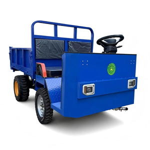 Chariot à plateau électrique bleu à 4 roues, corps en acier, véhicule de manutention industriel durable - Product Image 3