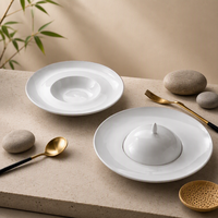 Assiette à soupe en céramique de haute qualité PITO, vaisselle moderne pour hôtel, restaurant, traiteur, assiette à soupe ronde blanche avec couvercle