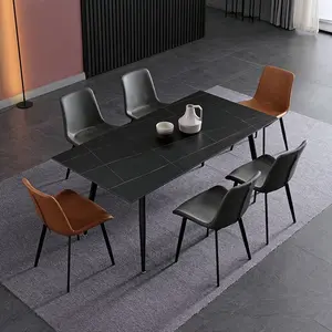 Tavolo da pranzo di lusso leggero Nordic rettangolare Mesa gambe in acciaio inossidabile 4 6 posti sedia Set tavolo da pranzo in ceramica di marmo