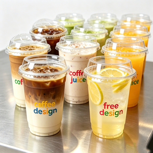 Vasos de Plástico Desechables Transparentes Personalizados en Forma de U de 89 mm con Tapa para Bebidas Frías, 10 oz, 24 oz, para Jugos, Tequila y <span class=keywords><strong>Matcha</strong></span> - Product Image 1