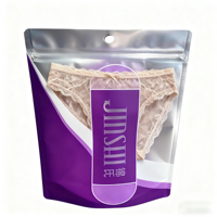 Sac d'emballage personnalisé pour sous-vêtements avec trou de suspension, pochette zippée, sac en plastique transparent avec fenêtre pour chaussettes, lingerie, présentation en magasin