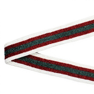 CRYSTAL CRAFT Sangle en tissu perlé rouge et noir vintage écologique pour accessoires de sac à main - Product Image 1