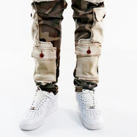 Jean Cargo Skinny Homme Camouflage Coupe Slim, Mode Streetwear, Poches Plaquées, Multi-Poches, Logo Personnalisé OEM