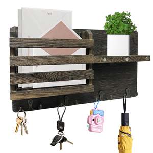 Organizzatore di posta in legno decorativo personalizzato con 5 chiavi rustiche per la decorazione della casa <span class=keywords><strong>sala</strong></span> - Product Image 6