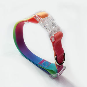 Regenbogen-PVC Freihändige Verstellbare Silikon-Hundeleine & Mehrfarbiges Polyester-Halsband-Set - Personalisierter Aufdruck - Product Image 5