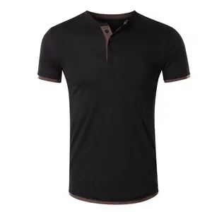 Été nouveau Henry T-shirt à manches courtes hommes couleur unie commerce extérieur européen et américain lâche décontracté hommes T-shirt