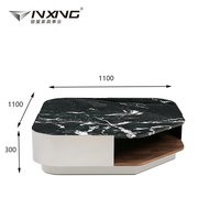 Table basse en marbre naturel YinXing C862 avec pieds en métal, design minimaliste, montage facile pour salon, meubles de maison