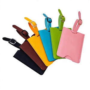 Étiquette de bagage en PU <span class=keywords><strong>simple</strong></span> et élégante, étiquette de sécurité pour valise, anti-perte, avec logo imprimé pour carte d'embarquement - Product Image 1