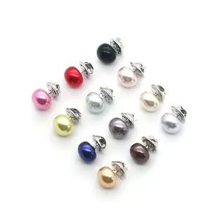 10mm 12mm Colorful Removeable No Sew Plastic Pearl Shank Buttons For Women