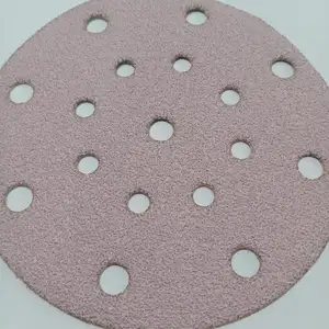 高品质粉色P80砂纸15厘米直径后植绒砂纸磨具砂纸