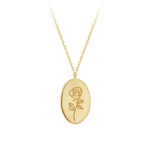 nagosa trendy 925 sterling silver 18k 14k gold vermeil collana oro coin engraved rose flower gift necklaces