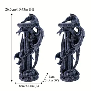 Bougeoirs en résine en forme de <span class=keywords><strong>dragon</strong></span> mythique (lot de 2), bougeoirs gothiques complexes en forme de <span class=keywords><strong>dragon</strong></span>, accent de table de style fantastique sombre - Product Image 6