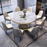 Ensemble de table à manger ronde de luxe moderne Meubles de maison élégants avec marbre artificiel en acier inoxydable pour le salon et l'hôtel