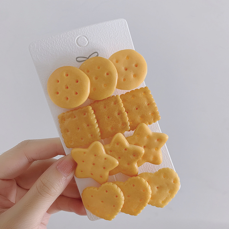 Симпатичные подарки, имитация еды, аксессуар для волос, заколка для печенья в форме звезды, сердца