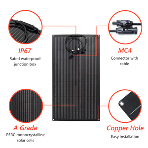 Offre Spéciale 100W 200W noir Mono Flexible panneau solaire PV 12V 18V 24V étanche ETFE Film panneau solaire Flexible pour <span class=keywords><strong>camping</strong></span>-<span class=keywords><strong>car</strong></span> RV - Product Image 3
