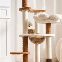 Grand arbre à chat en bois de luxe avec structure d'escalade, pilier ergonomique pour les griffes et plateforme de saut spéciale pour animaux de compagnie