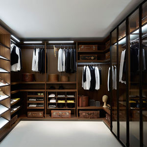 Armario Vestidor Moderno con Puerta de Vidrio y Aluminio, Puerta de Vidrio Negro con Bisagras - Product Image 6