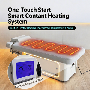Cama de Belleza Eléctrica de 3 Motores con Base de Almacenamiento de Madera, Mesa de Masaje Facial para Spa, Altura Ajustable, Mueble de Salón de PU Blanco para <span class=keywords><strong>Tatuajes</strong></span> - Product Image 2