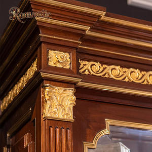 طقم أثاث مكتبي فاخر بأسلوب فرنسي من الخشب الصلب عالي اللمعان، طقم مكتب وكرسي كلاسيكي أمريكي - Product Image 5