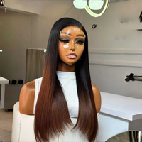 Perruque Lace Front Transparente 13x4 Sans Colle Cheveux Humains Vierges Vietnamiens Couleur Racine Brune Densité 200% Double Drawn Longs et Lisses
