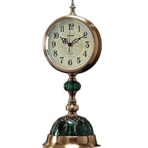 Retro Desktop Table <b>Clock</b> Circular <b>Silent</b> European Style Home Decoration Living Room Ornament Gold Base Antique Design - Product Image 5