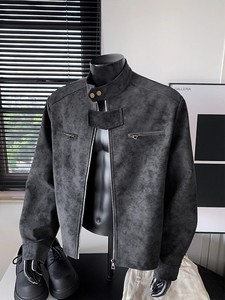 <span class=keywords><strong>Giacca</strong></span> in Pelle PU Tie-Dye Americana da <span class=keywords><strong>Uomo</strong></span> con Colletto Rialzato, <span class=keywords><strong>Giacca</strong></span> Cool <span class=keywords><strong>e</strong></span> Alla Moda - Product Image 4
