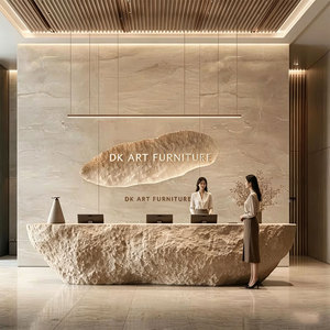 Mostrador de Recepción de Fibra de Vidrio de Alta Gama, Diseño Artístico para Vestíbulo de Villa o Centro Comercial - Product Image 2
